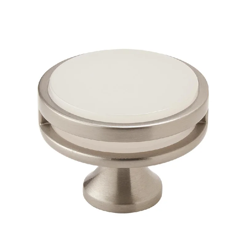 Amerock Oberon Satin Nickel and Frosted Acrylic 1 3/4-inch (44-millimeter) Diameter Cabinet Knob