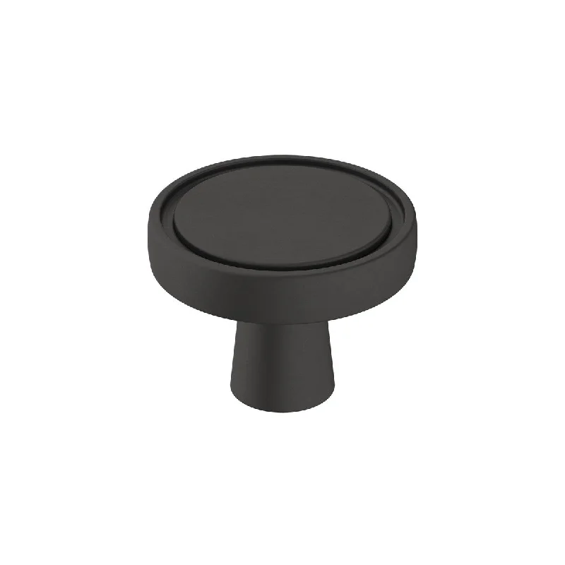 Destine 1-3/8 in (35 mm) Diameter Matte Black Cabinet Knob - 1.375