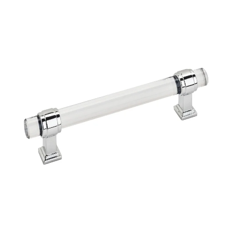 Glacio 5-1/16 in (128 mm) Center-to-Center Clear/Polished Chrome Cabinet Pull - 5.063