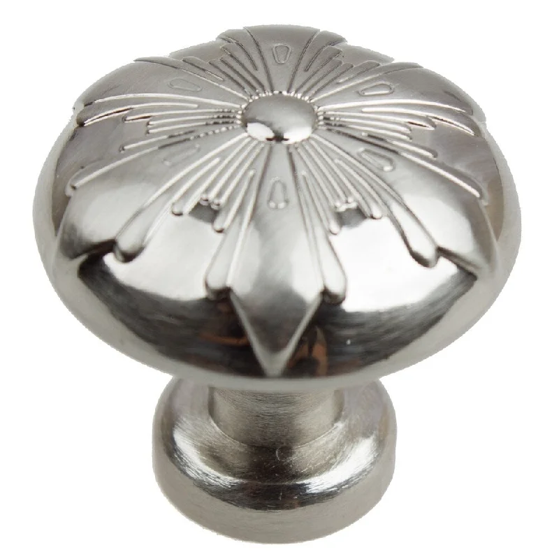 GlideRite 1.125-inch Satin Nickel Round Snowflake Cabinet Knob (Pack of 10 or 25)