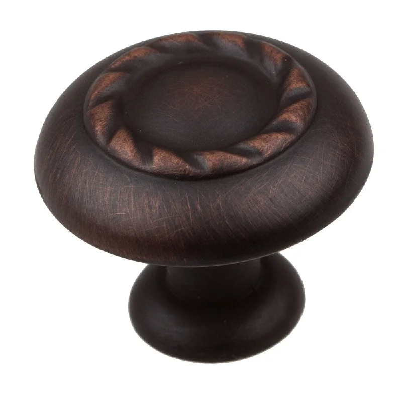 GlideRite 1.25-inch Oil Rubbed Bronze Round Rope Cabinet Knob (Pack of 10 or 25)