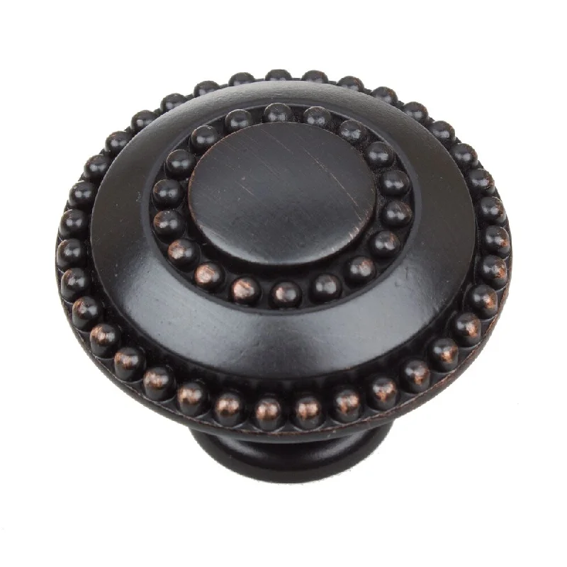 GlideRite 1.375-inch Round Double-Ring Beaded Oil Rubbed Bronze Cabinet Knobs (Pack of 10 or 25)