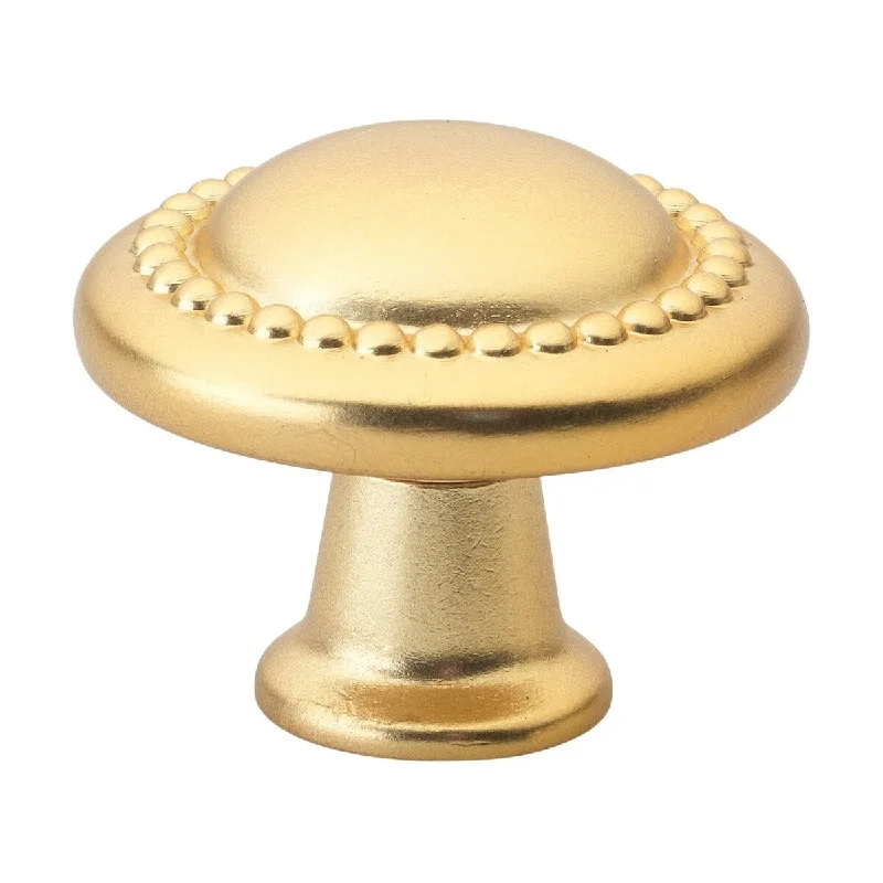 GlideRite 10-Pack 1-1/4 in. Gold Round Beaded Cabinet Knobs - Brass Gold