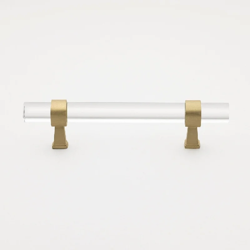 GlideRite 3.75-inch Clear Acrylic Cabinet Pulls Satin Gold (Set of 25)