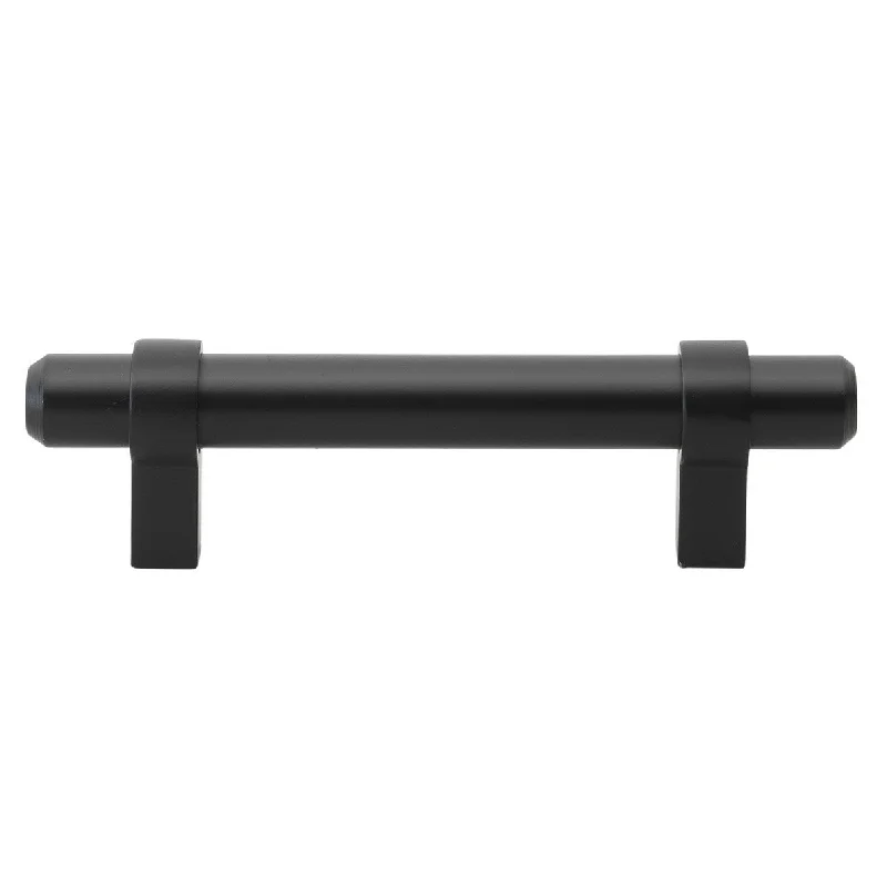 GlideRite 5-Pack 3-inch Center Solid Steel Euro Cabinet Pull Black