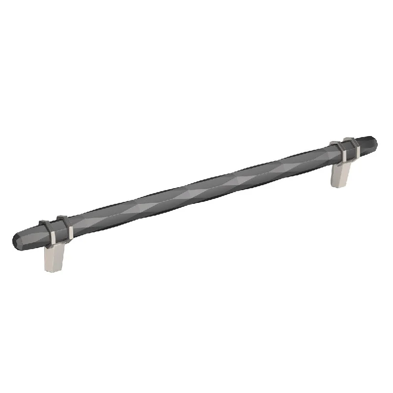 London 10-1/16 in (256 mm) Center-to-Center Black Chrome/Satin Nickel Cabinet Pull