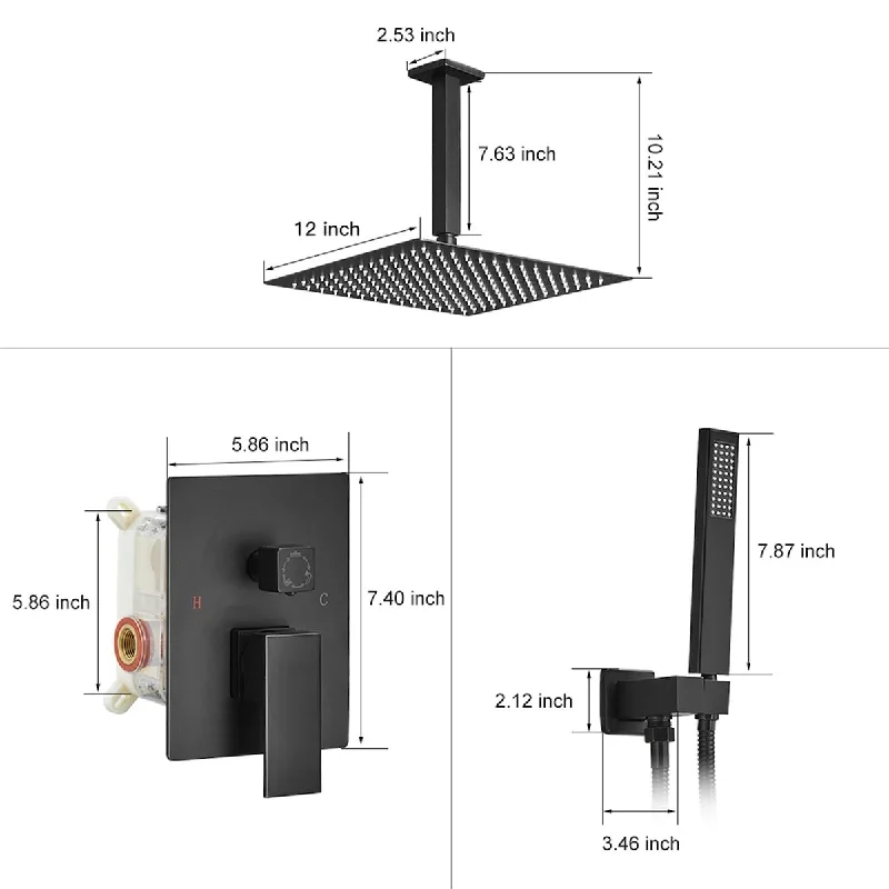 2-Spray High Pressure Shower Faucet Ceiling Shower Head Valve Included