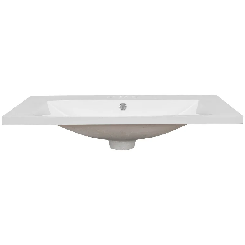 30" Single Bathroom Vanity Top with White Basin,3-Faucet Holes