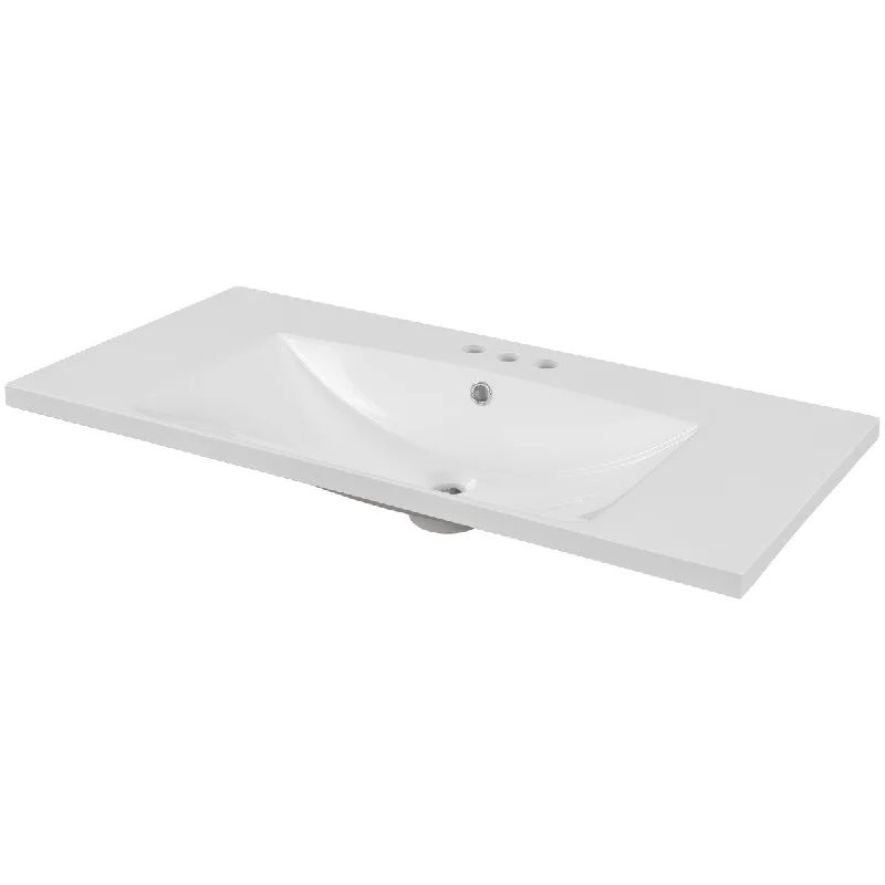 36" Single Bathroom Vanity Top with White Basin,3-Faucet Holes