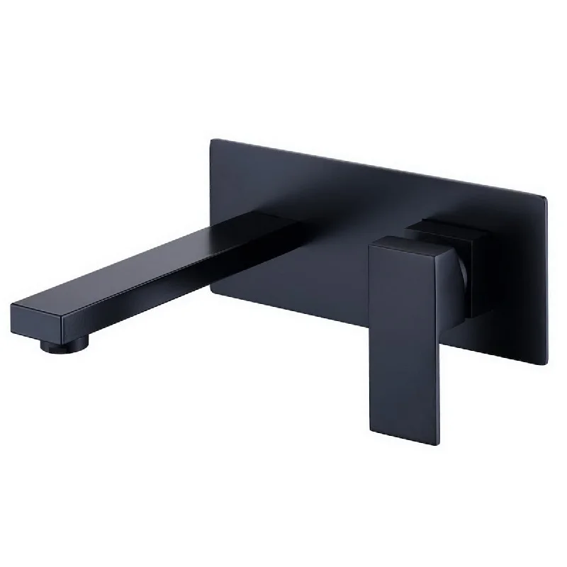 Black Square Basin Mixer Taps Single-Handle Wall Mount Bathroom Faucet - 7'6" x 9'6"