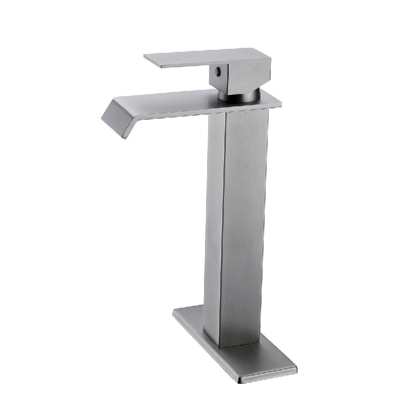 Brushed Nickel Single Handle Waterfall Spout Bathroom Faucet