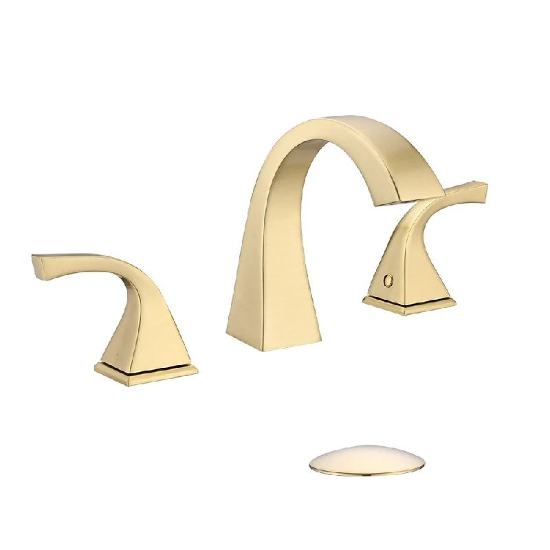 Commercial Solid Brass Lavatory 3 Holes Widespread 2 Handle Bathroom Faucet with Pop Up drain Assembly