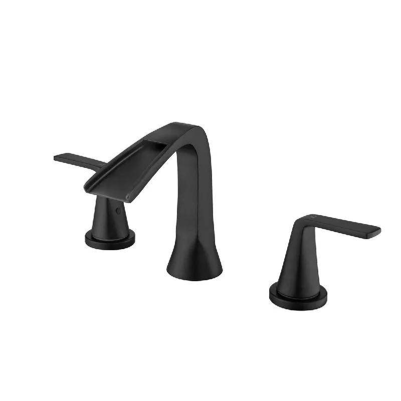 EPOWP 3 Holes Two Handles Matte Black Bathroom Faucet Sink Faucet