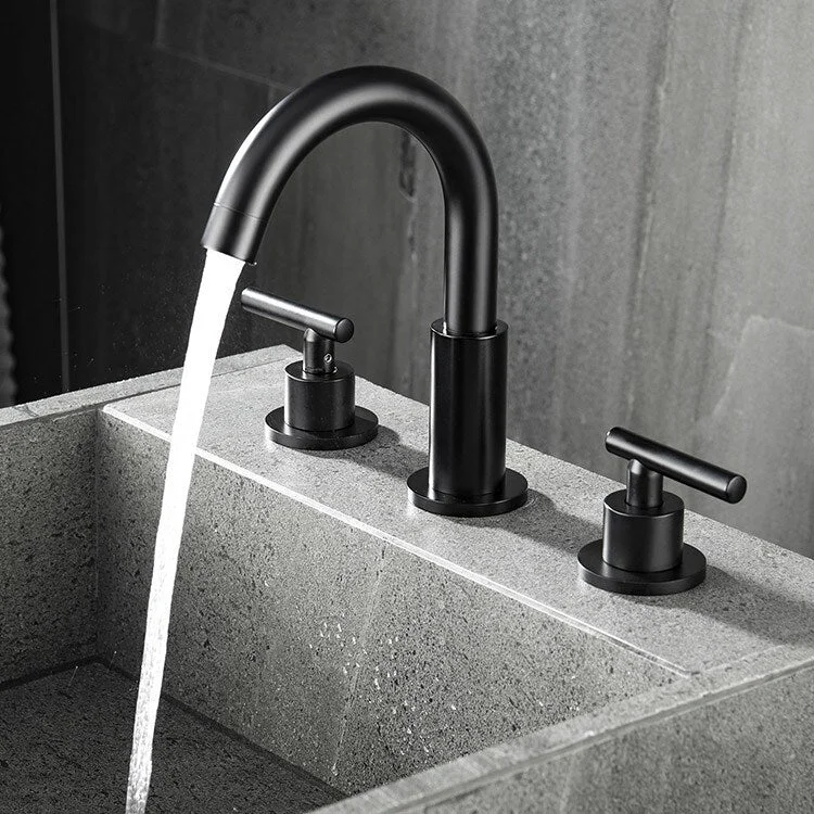 EPOWP Matte Black Bathroom Faucet Double Handle Bathroom Basin Faucet