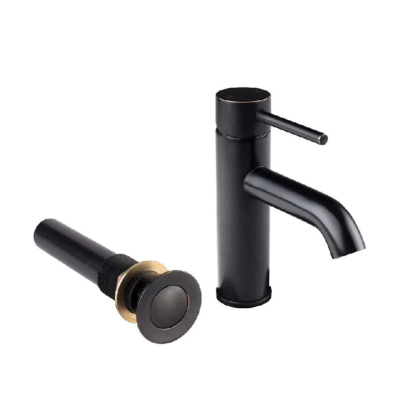 Fontaine European Single Hole Bathroom Faucet with Drain in Bronze