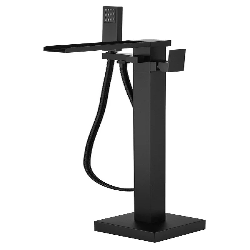 Matte Black Single Handle Wall Mounted Freestanding Tub Shower Faucet - 7'6" x 9'6"