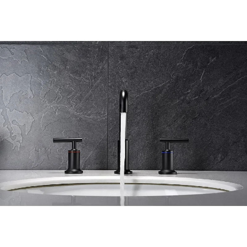 Matte Black Waterfall Single-Handle Deck-Mount Roman Tub Faucet - 7'6" x 9'6"