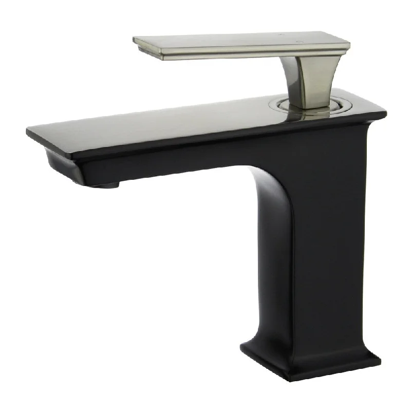 Queen 6" Single Hole Single Handle Bathroom Faucet in Black and Brushed Nickel Finish