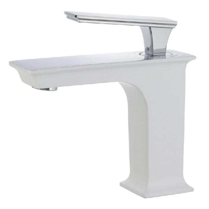 Queen 6" Single Hole Single Handle Bathroom Faucet in White and Polished Chrome Finish