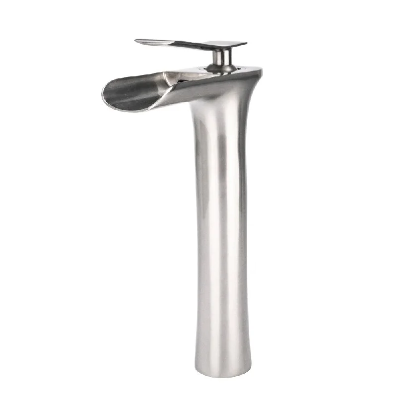 S-Series Waterfall Vessel Filler Faucet in Brushed Nickel