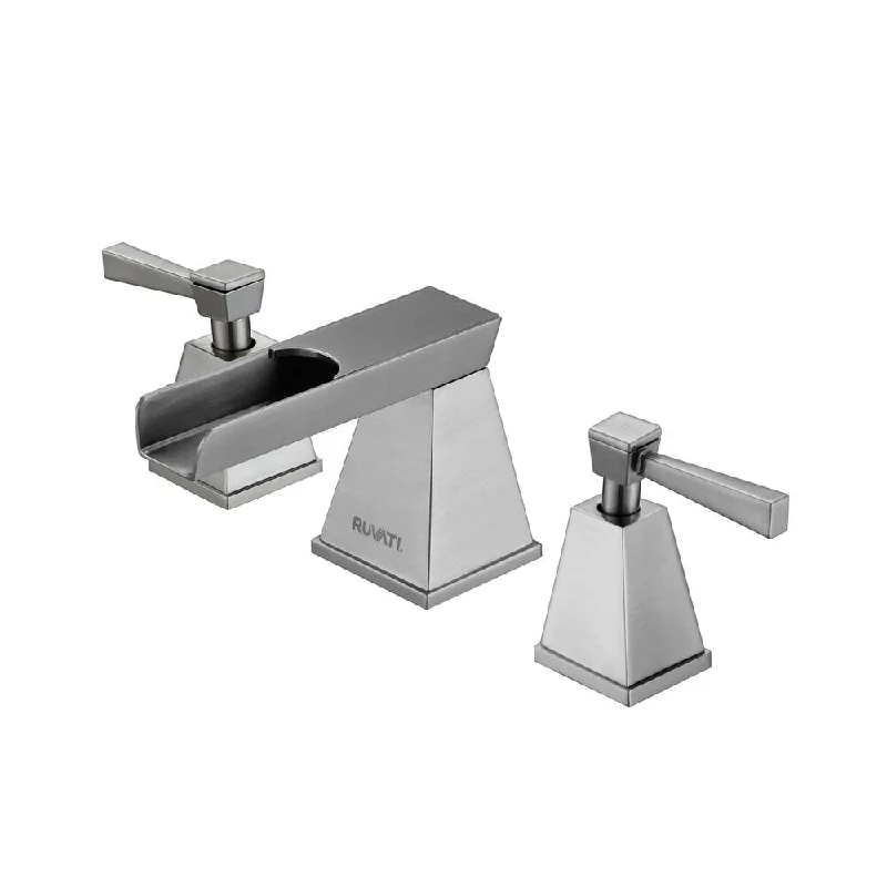 Waterfall 8-15-inch Widespread Brushed Nickel Bathroom Two-handle Faucet