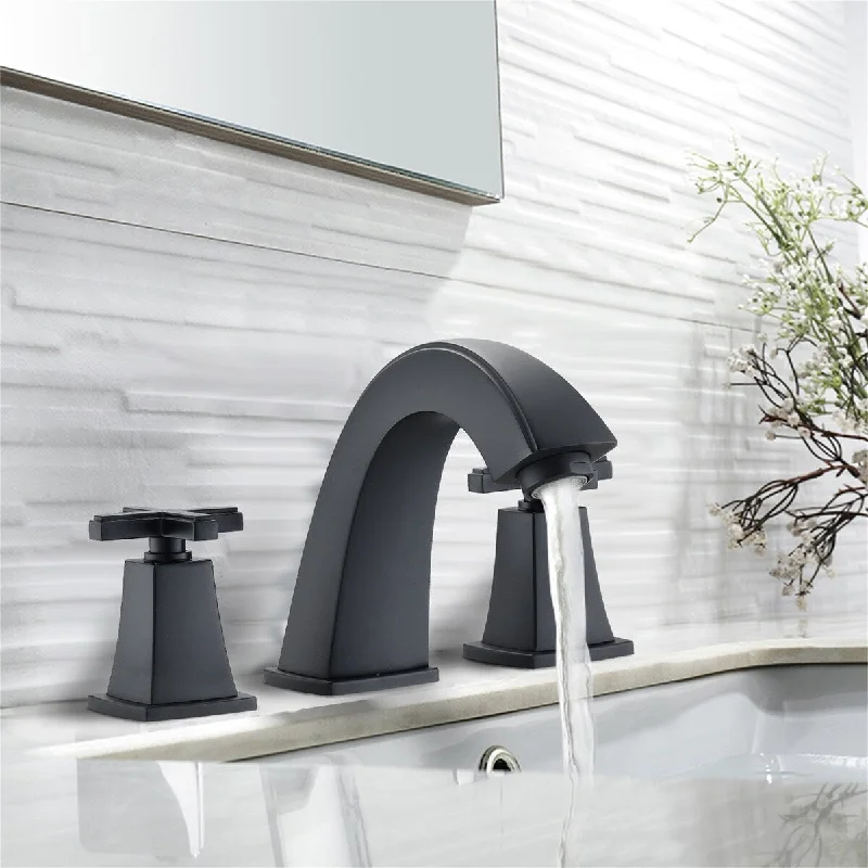 Widespread Bathroom Faucet 2 Handles with Drain Assembly Matte Black