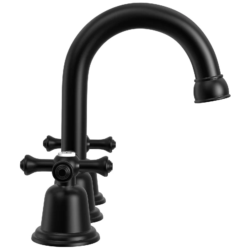 Widespread Bathroom Faucet with Drain Kit Included in Matte Black - 7.16in*10.9in