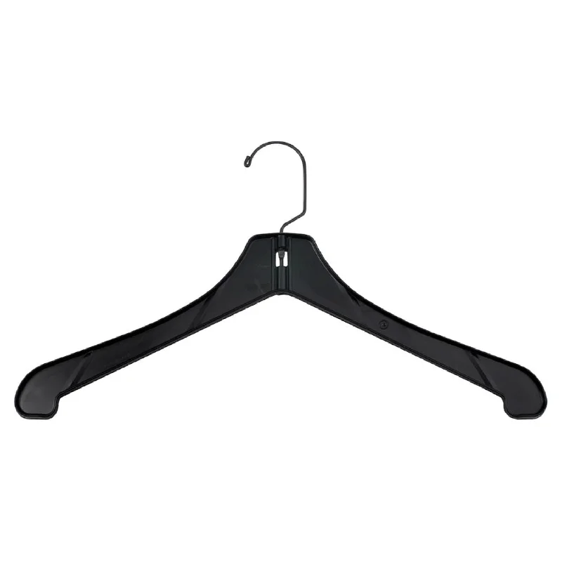 2700Bh Plastic Coat Hanger, Heavy Weight With Black Short Hook, 17", Black