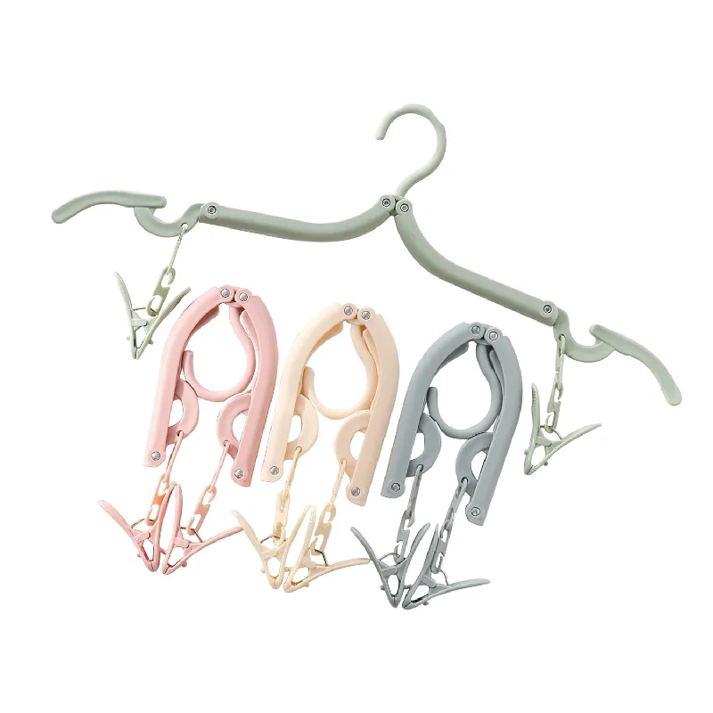 4 Pcs Folding Coat Hangers, Portable Plastic Hangers Clothes Hanger Clothes Fold