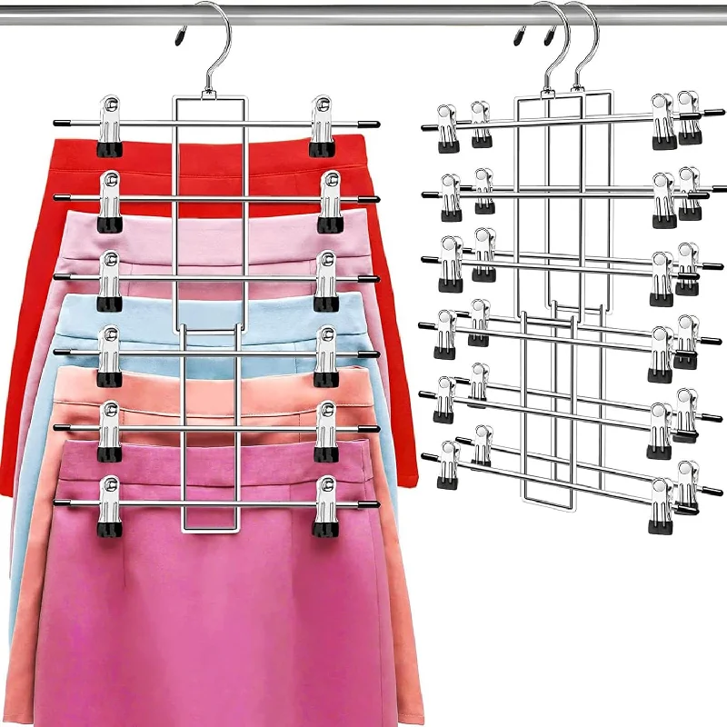 Hangers,Pants Hangers -6 Tiers Closet Organizer Clothes Hanger,Coat Hanger-Skirt