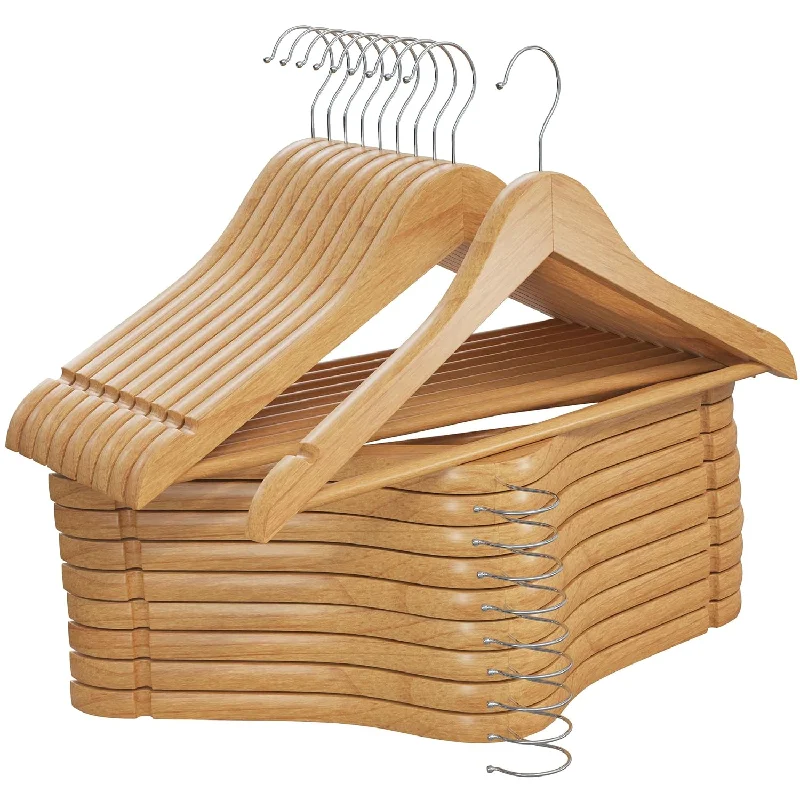 Home It Wooden Hangers 30 Pack - Natural Wood Durable Heavy Duty Coat Hangers No