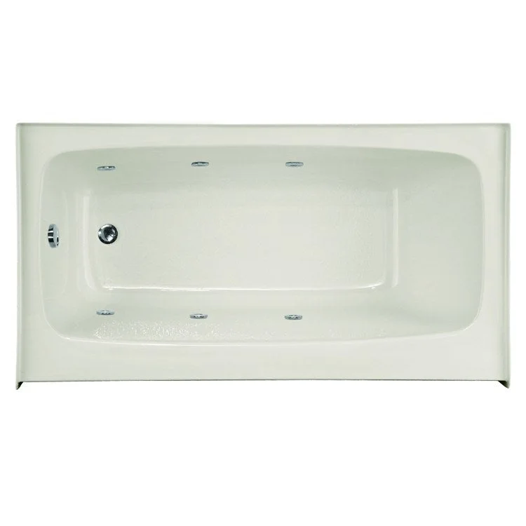 Air Tub Studio Collection Regan Skirt and Flange Left Drain Biscuit Rectangle 6 Jet Acrylic 66 x 32 x 18 Inch