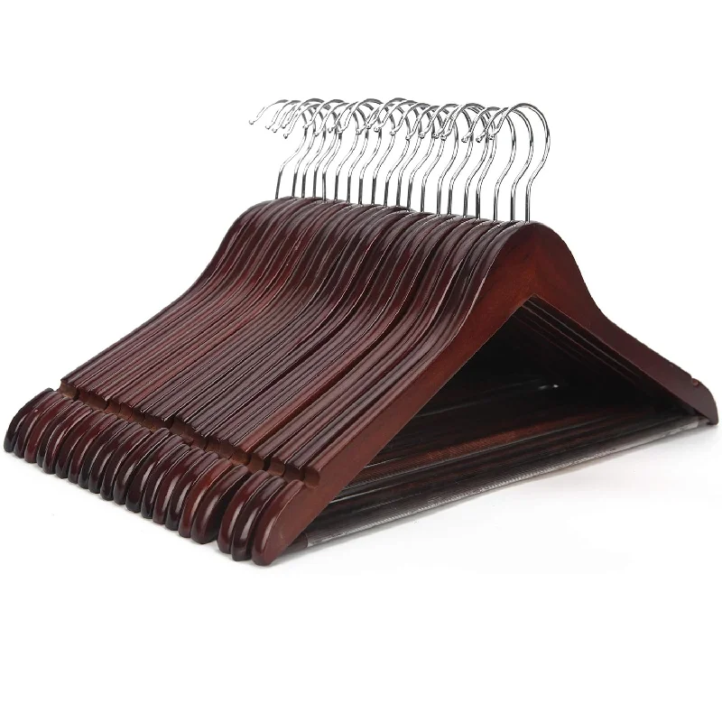 Multifunctional High Grade Solid Wooden Suit Hangers, Coat Hangers, Walnut Finis