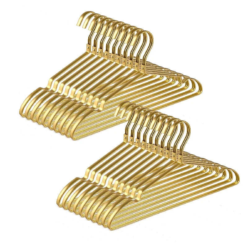 Premium Matte Gold Aluminum Coat Hangers 20 Pack, 16.5” Extra Smooth & Durable M