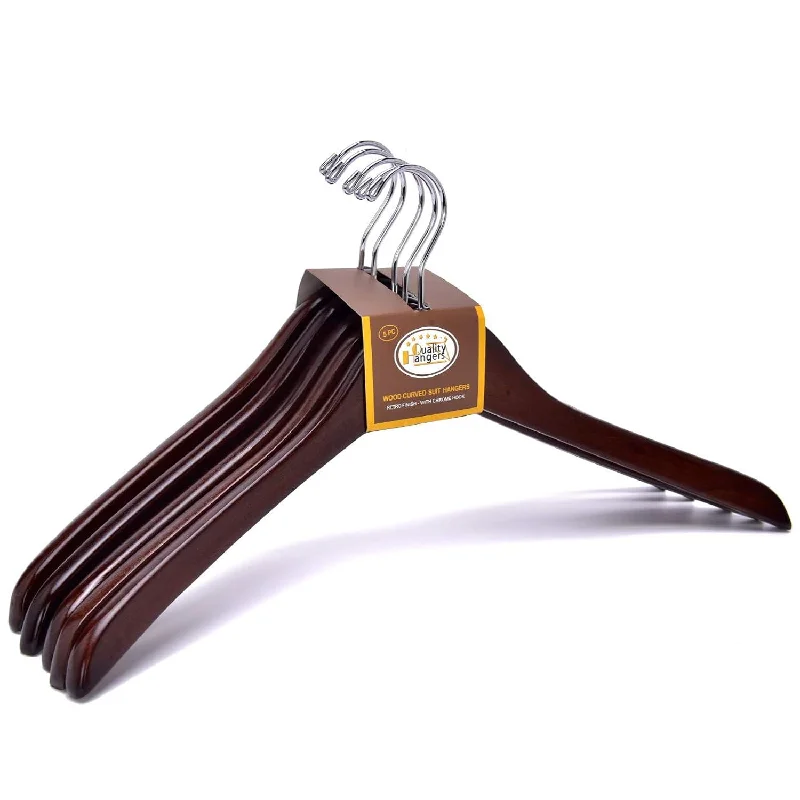 Quality Wooden Curved Coat Hangers, Suit Hangers, Smooth Solid Wood Pants Hanger