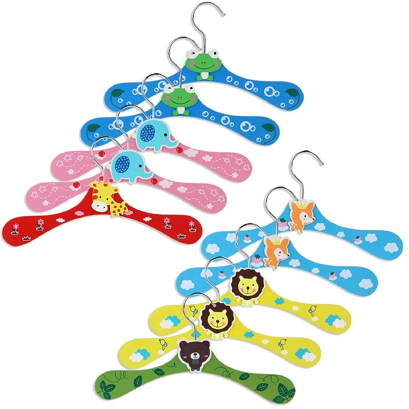 Wooden Hanger For Kids 10Pcs Coat Hangers Random Pattern