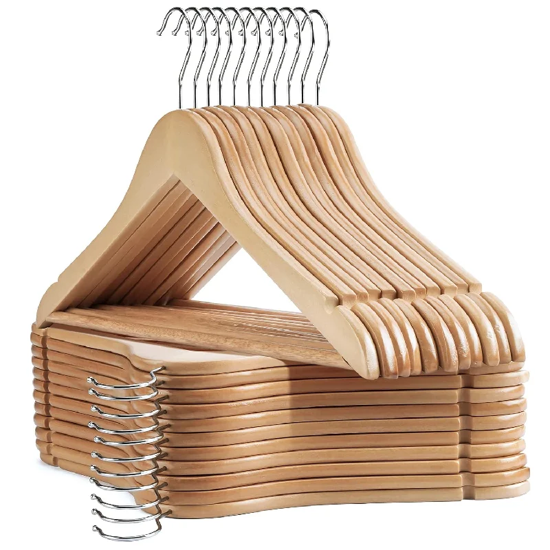 Wooden Hangers - 20 Pack - Slim Wooden Suit Hangers Coat Hangers For Closet, Hea