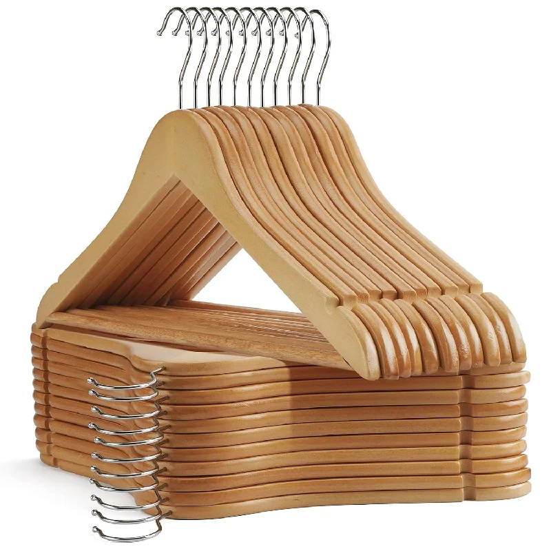 Wooden Hangers - 30 Pack - Slim Wooden Suit Hangers Coat Hangers For Closet, Hea