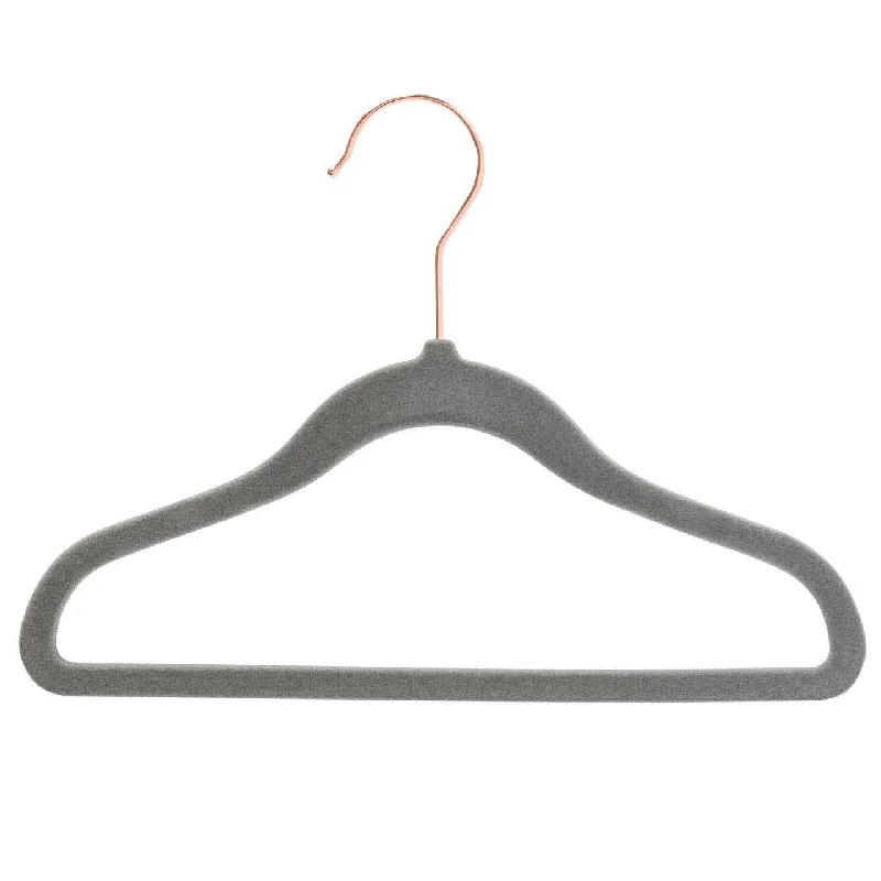 Baby Size Grey Velvet Coat Hangers - 30cm - With Chrome Hook  (Sold in Bundles of 50/100)