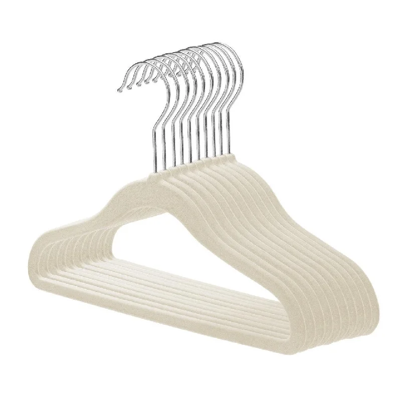 Baby Size Ivory Velvet Coat Hangers - 30cm - With Chrome Hook  (Sold in Bundles of 20/50/100)