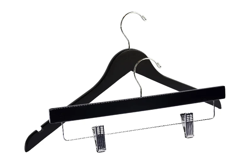 Matte Black Top & Bottom Wooden Hangers Mixed Pack