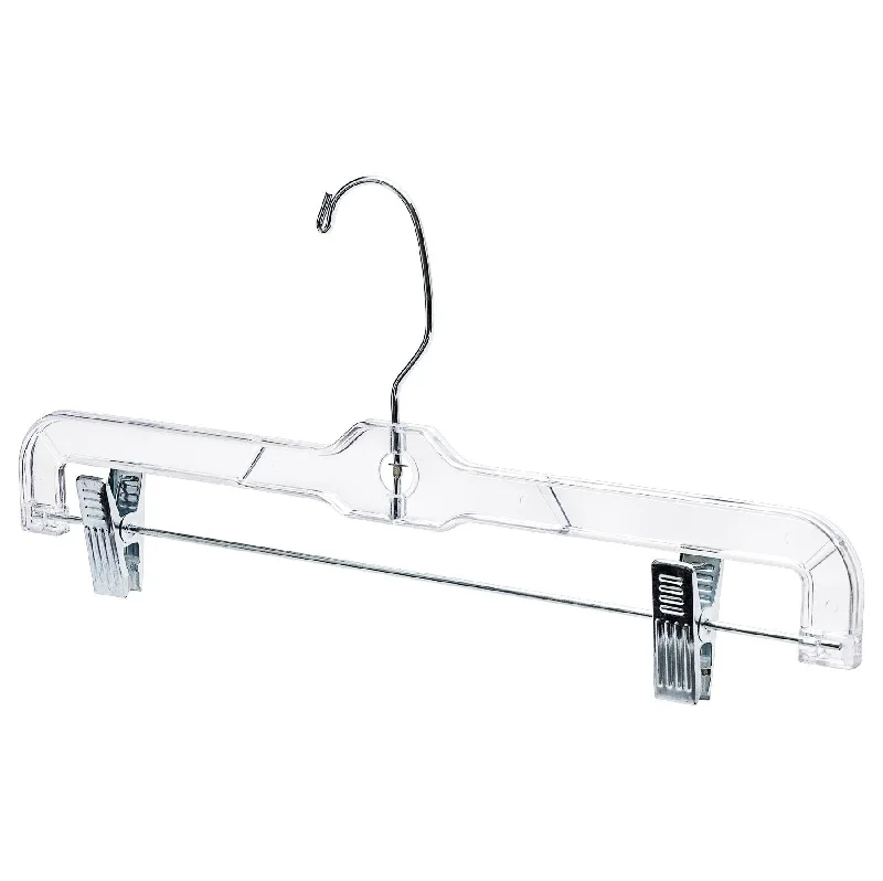 Clear Plastic Pant Hanger - 35.5cm - With Clips (Sold in Bundles of 25/50/100)