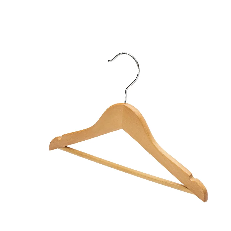 30.5cm Kid Size Natural Wood Hanger with Bar (Sold in Bundles of 10/20/50/100)