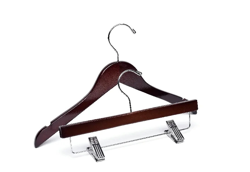 Children's Dark Walnut Top & Bottom Wooden Hangers Mixed Pack