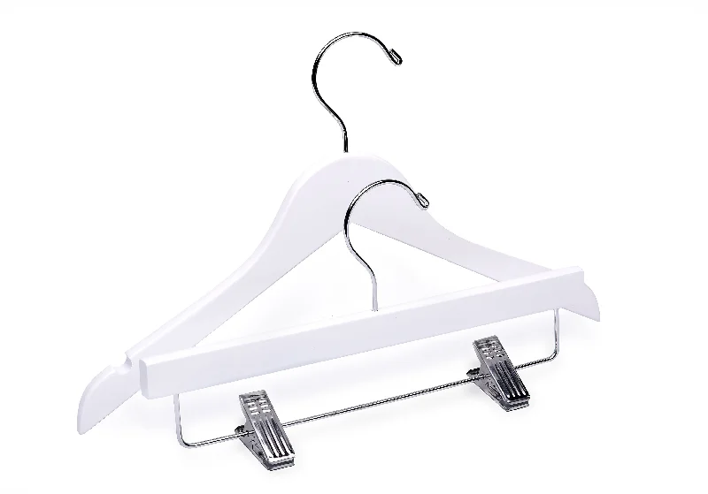 Children's White Top & Bottom Wooden Hangers Mixed Pack