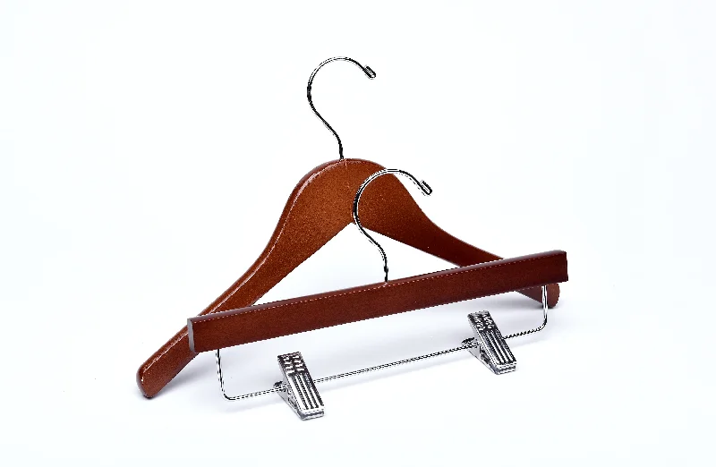 Children's Light Walnut Top & Bottom Wooden Hangers Mixed Pack