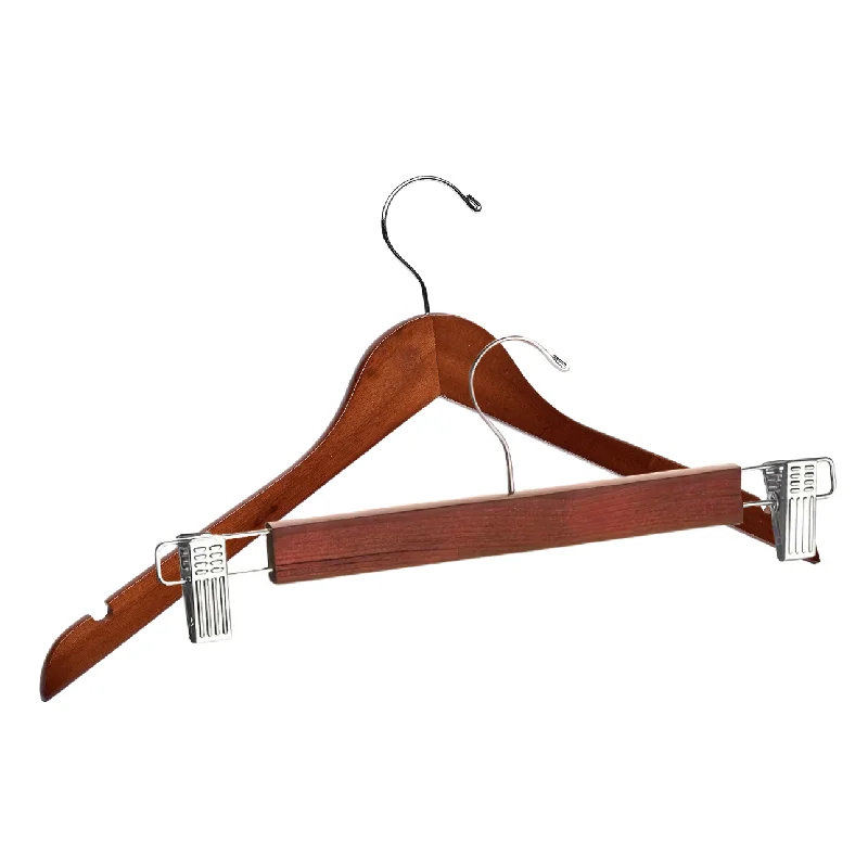 Light Walnut Wooden Top & Side Clip Bottom Hangers Mix