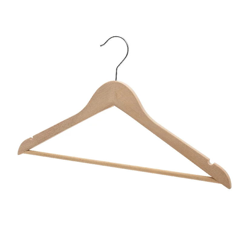 Premium Wooden Coat Hanger NO Varnish - Fine Polished Surface - 44.5cm X 12mm Thick Sold in 10/20/50/100