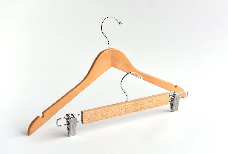 Natural Wooden Top & Side Clip Bottom Hangers Mix