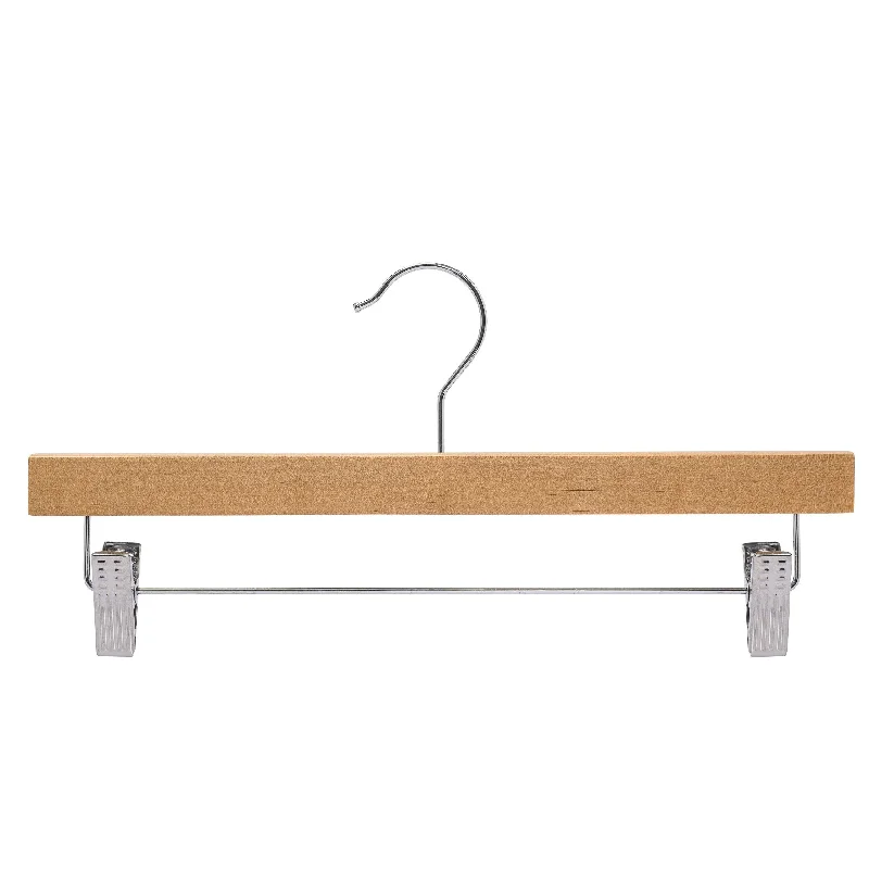 Natural Wood Hangers With Clips 35.5cm X 12mm Thick (Sold in 10/20/50/100)